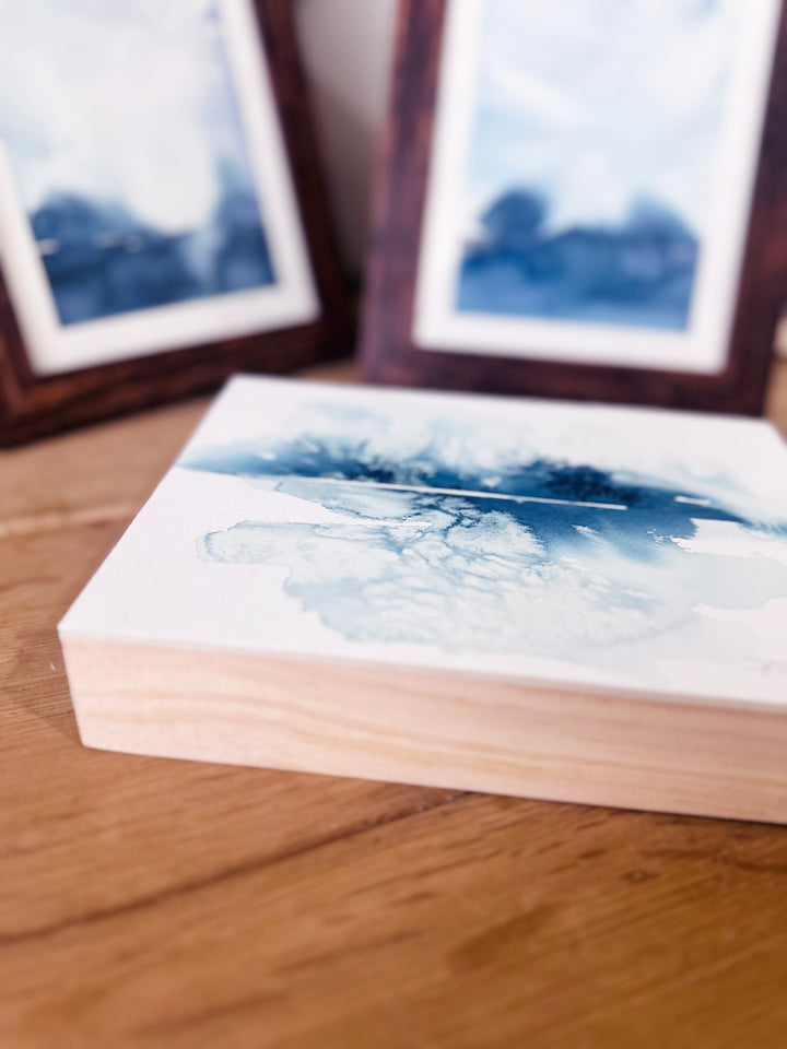 "Reflections of a Frozen Lake" - Original Watercolor Atmospheric Landscape