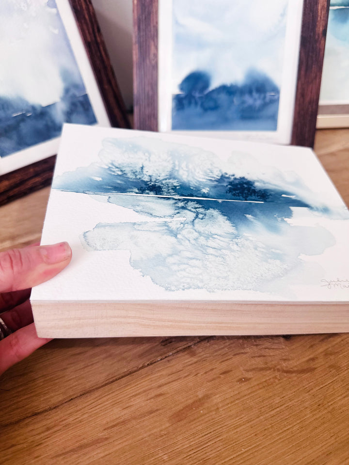 "Reflections of a Frozen Lake" - Original Watercolor Atmospheric Landscape