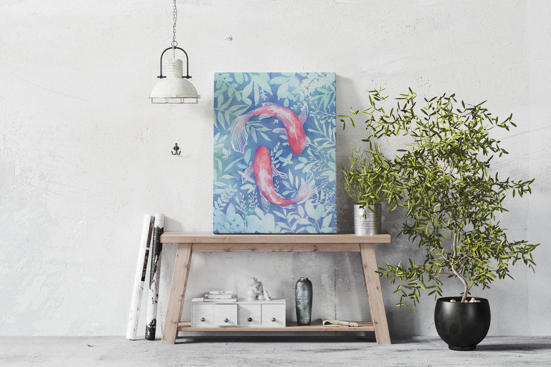 "Botanical Koi" - Original Watercolor Art