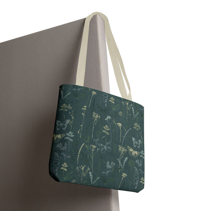 Artisan Tote Bag - "Vintage Meadow" in Forest Green