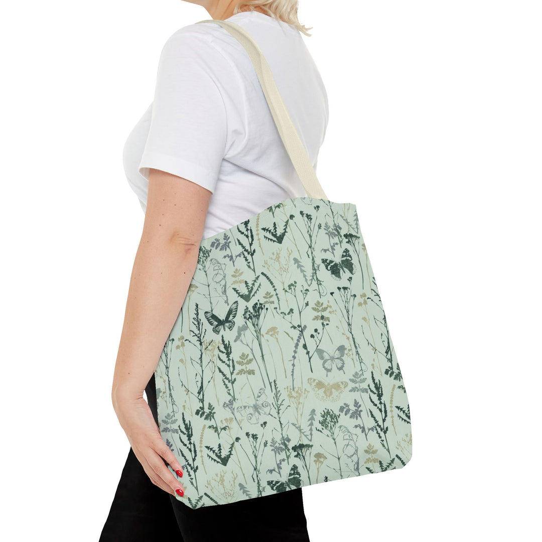 Artisan Tote Bag - "Vintage Meadow" in Sage Green
