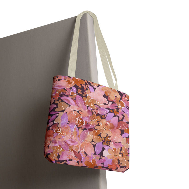Artisan Tote Bag - "Retro Florals" in Plum