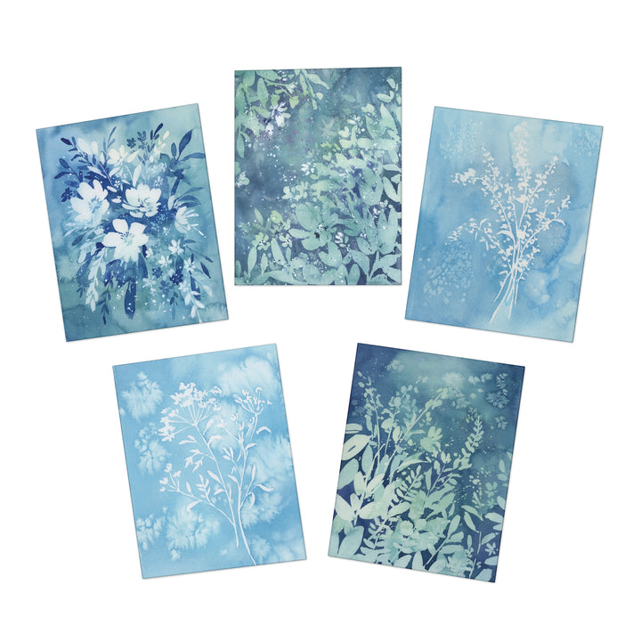 "Blue Botanicals" - Greeting Cards (5-Pack)