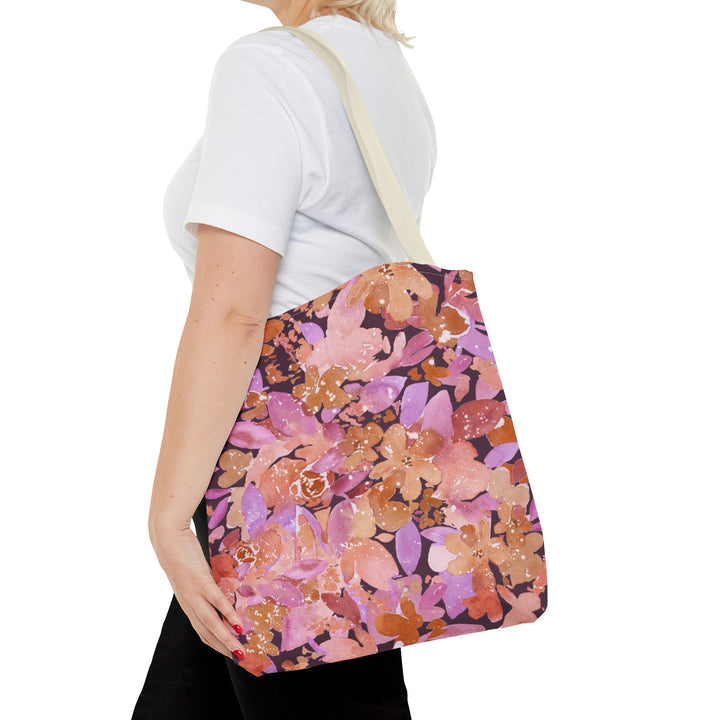 Artisan Tote Bag - "Retro Florals" in Plum