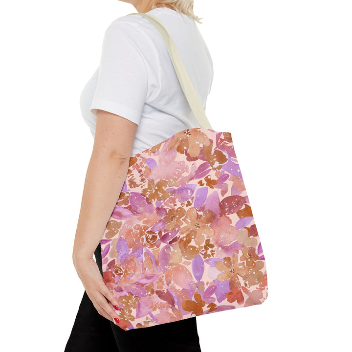 Artisan Tote Bag - "Retro Florals" in Light Pink