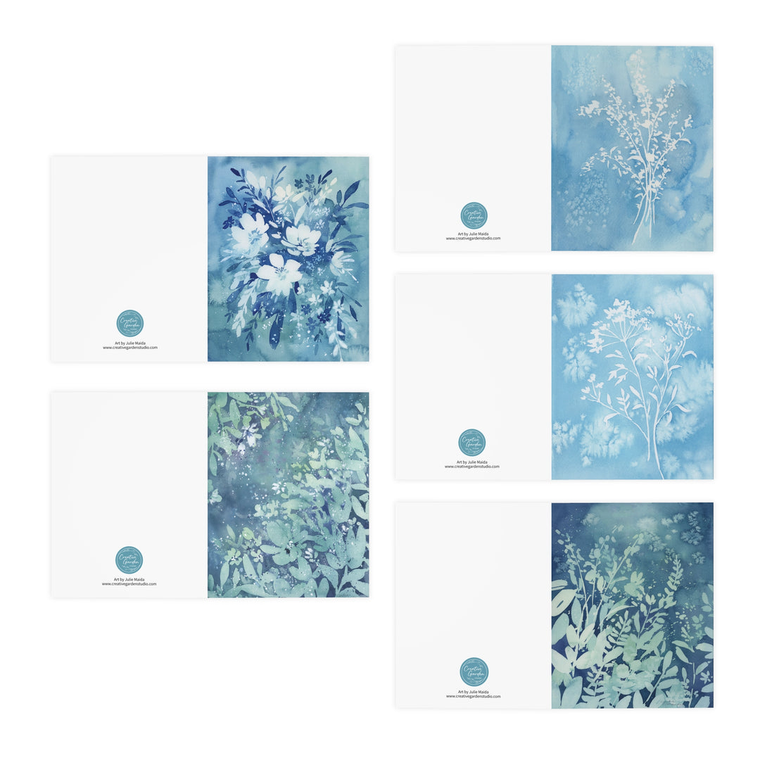 "Blue Botanicals" - Greeting Cards (5-Pack)