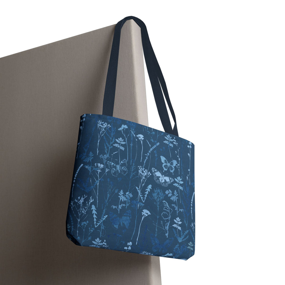 Artisan Tote Bag - "Vintage Meadow" in Navy