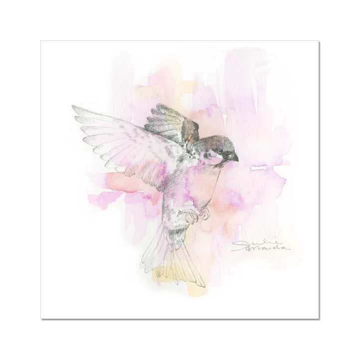 "Sparrow in Flight" Paper Art Print