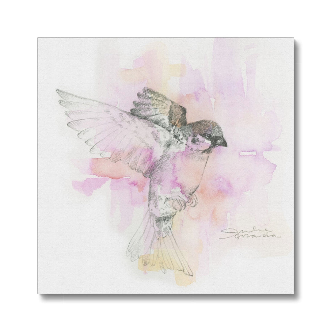 "Sparrow in Flight" Canvas Art Print