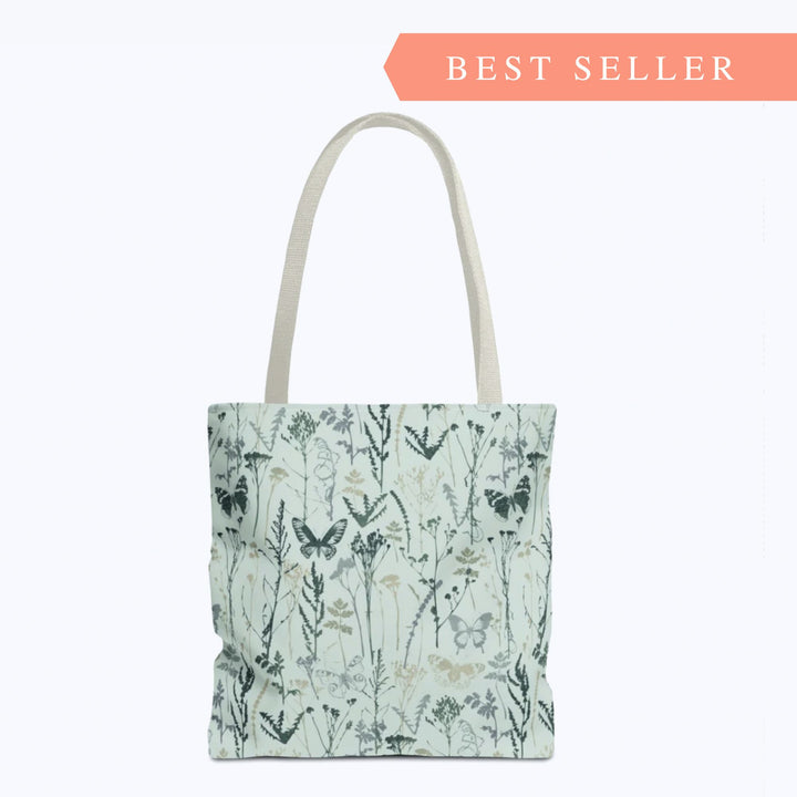 Artisan Tote Bag - "Vintage Meadow" in Sage Green