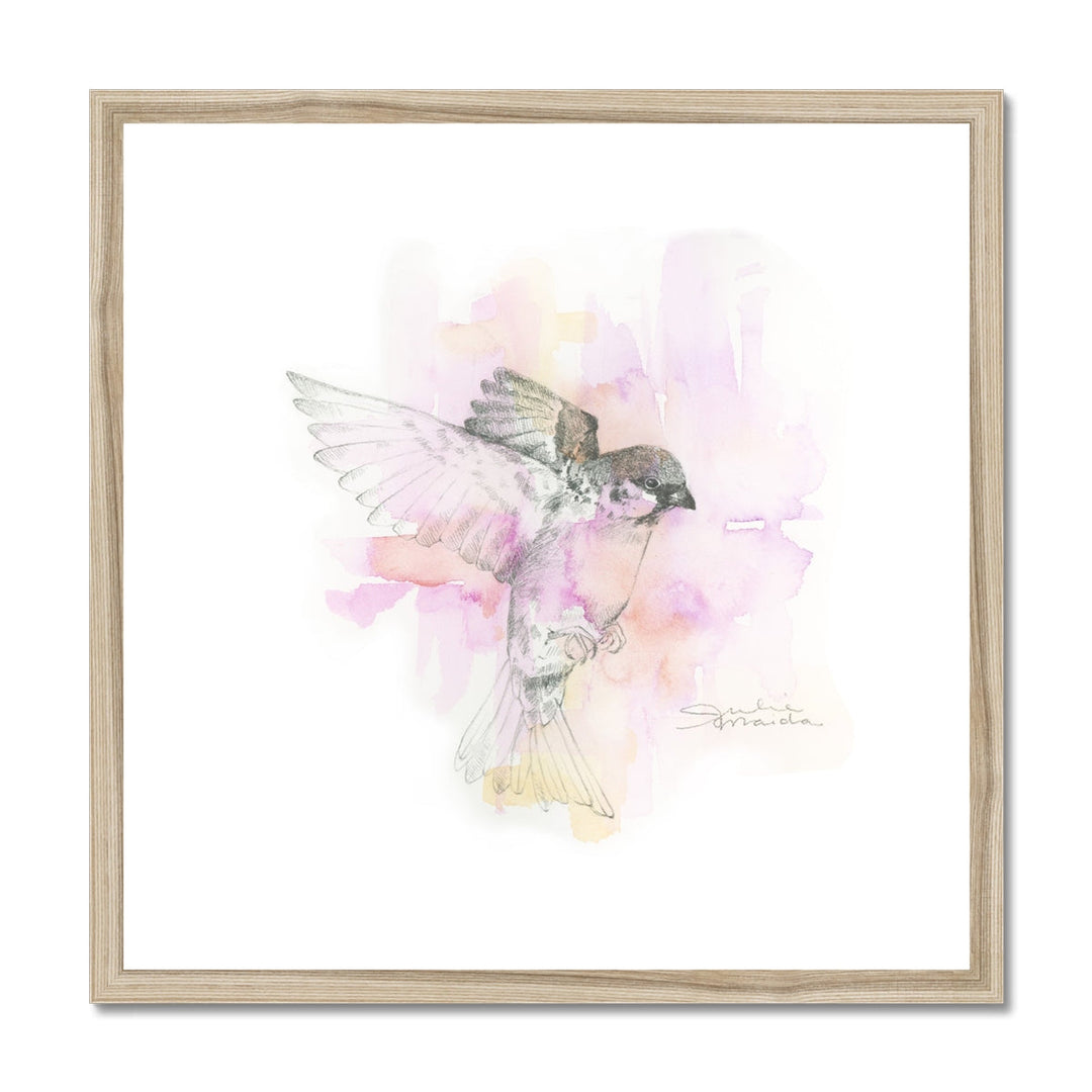 "Sparrow in Flight" Paper Art Print