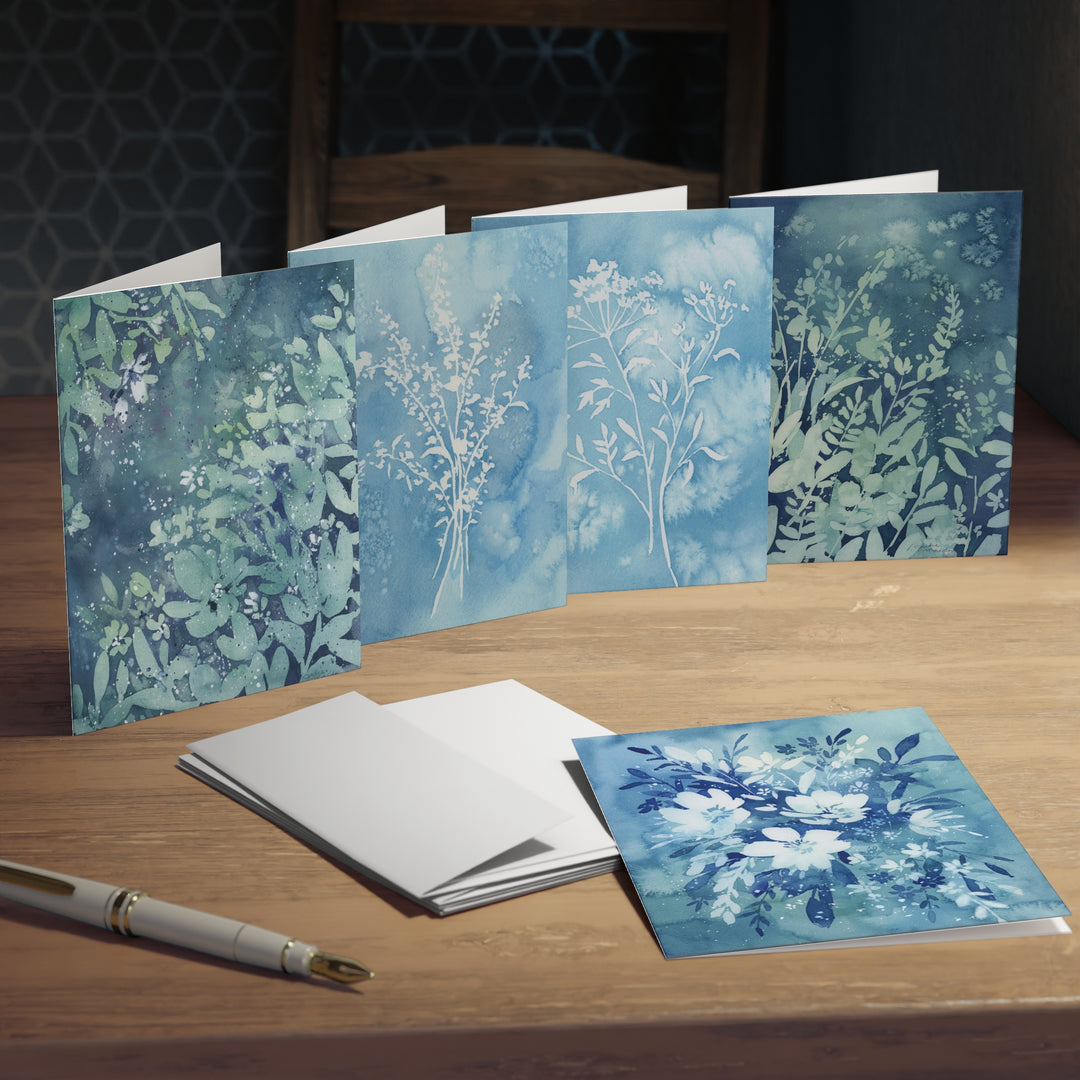 "Blue Botanicals" - Greeting Cards (5-Pack)