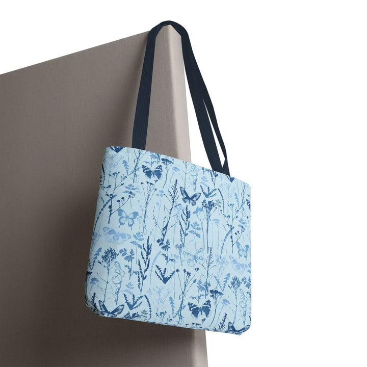 Artisan Tote Bag - "Vintage Meadow" in Light Blue