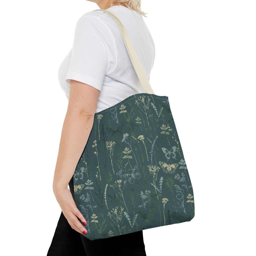 Artisan Tote Bag - "Vintage Meadow" in Forest Green