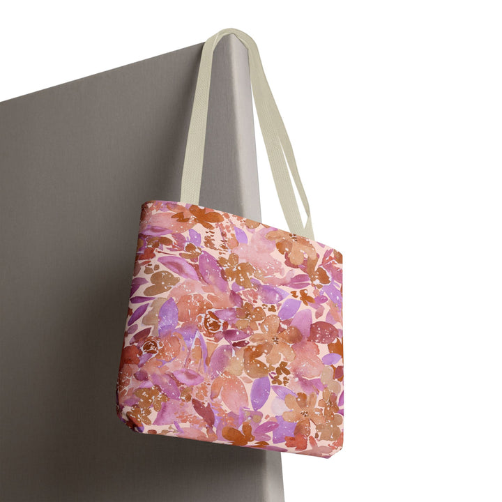 Artisan Tote Bag - "Retro Florals" in Light Pink