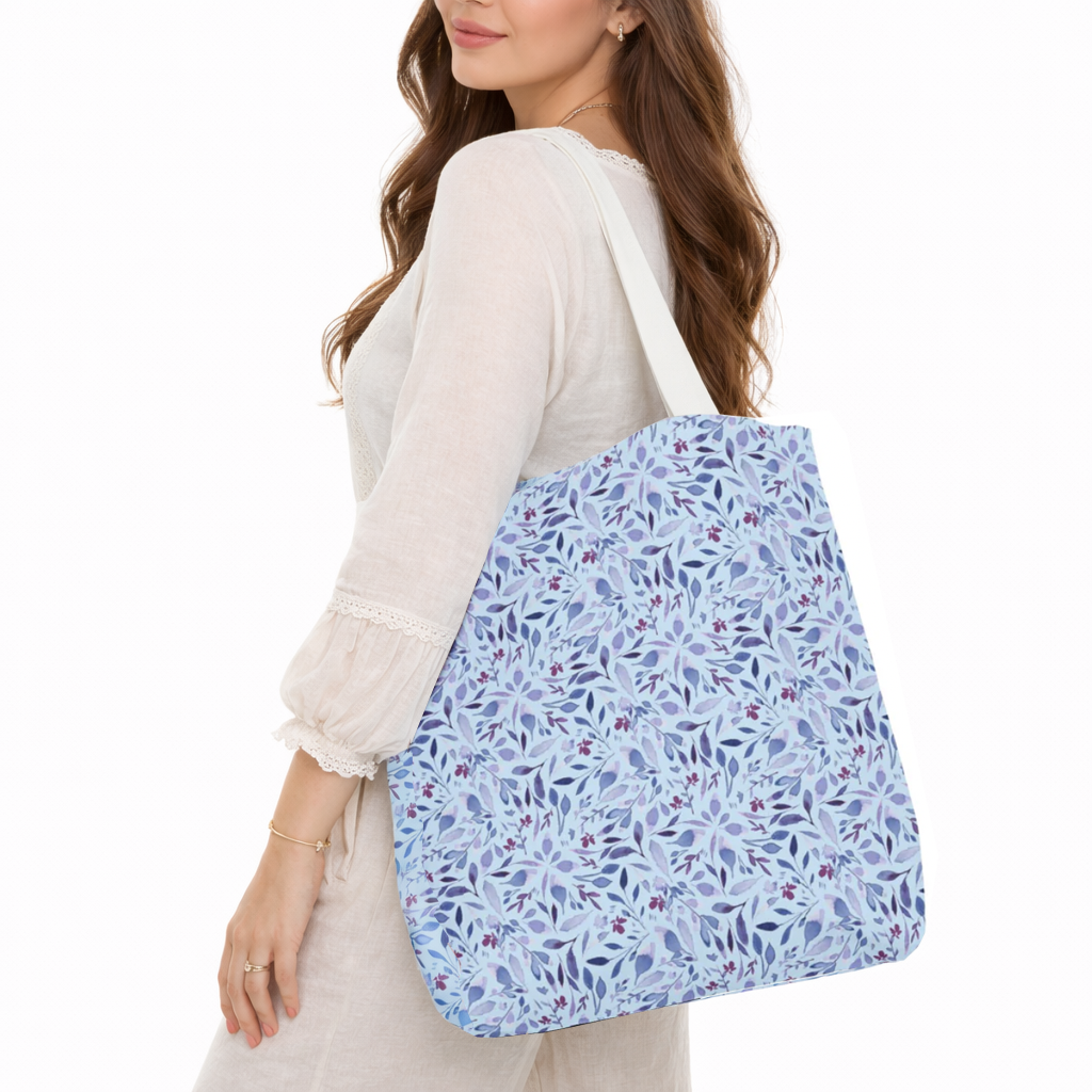 Artisan Tote Bag - Light Blue Botanical