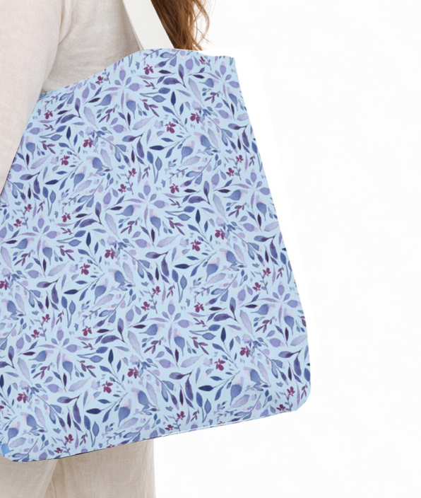 Artisan Tote Bag - Light Blue Botanical