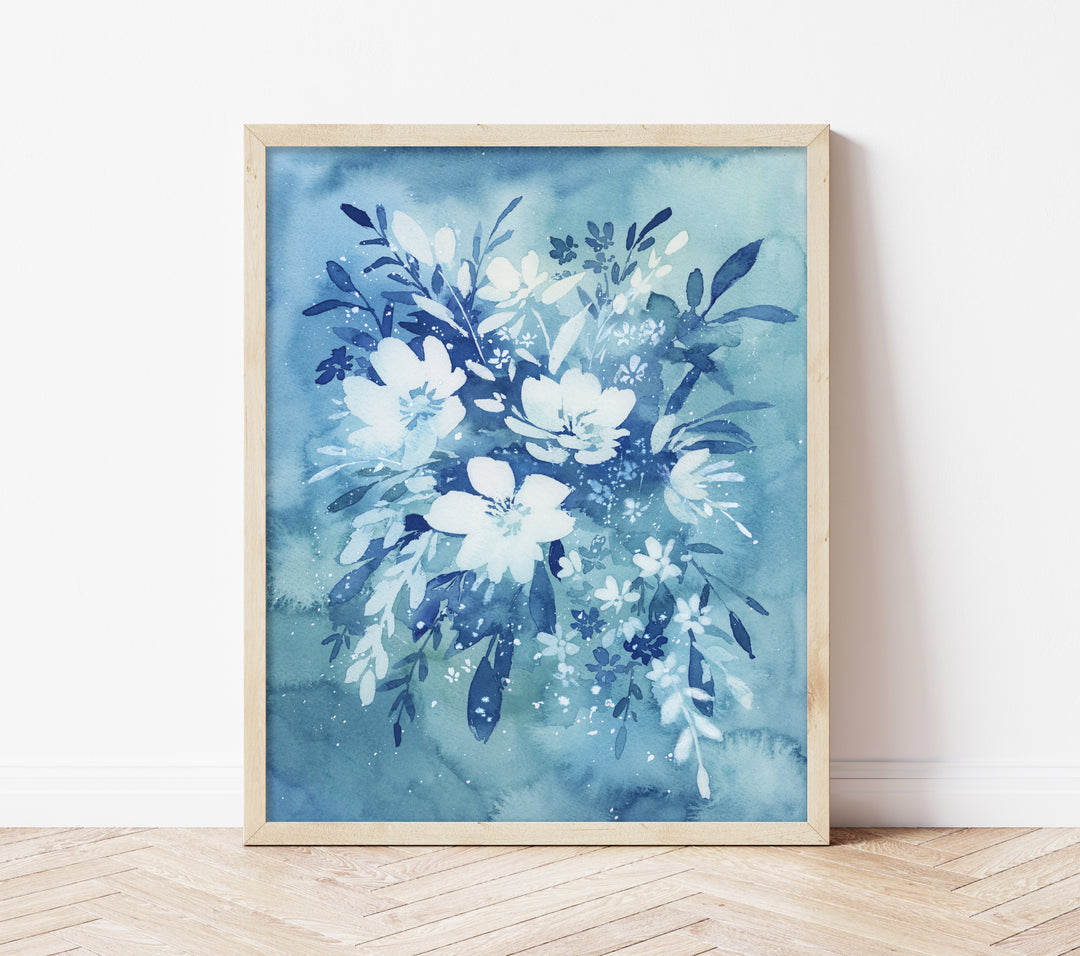 "Bouquet in Blue" - Original Watercolor Art