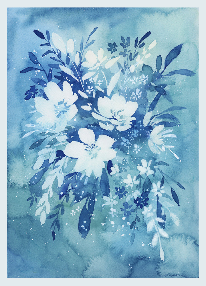 "Bouquet in Blue" - Original Watercolor Art