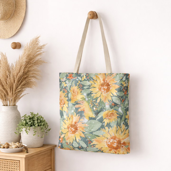 Artisan Tote Bag - "Sunflower Sunshine" in Green