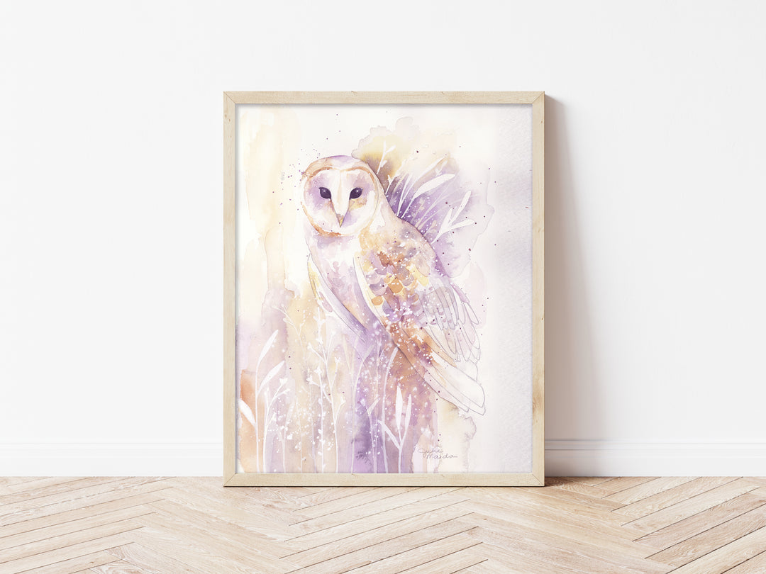 "Wonder" -  Barn Owl Original Watercolor Painting