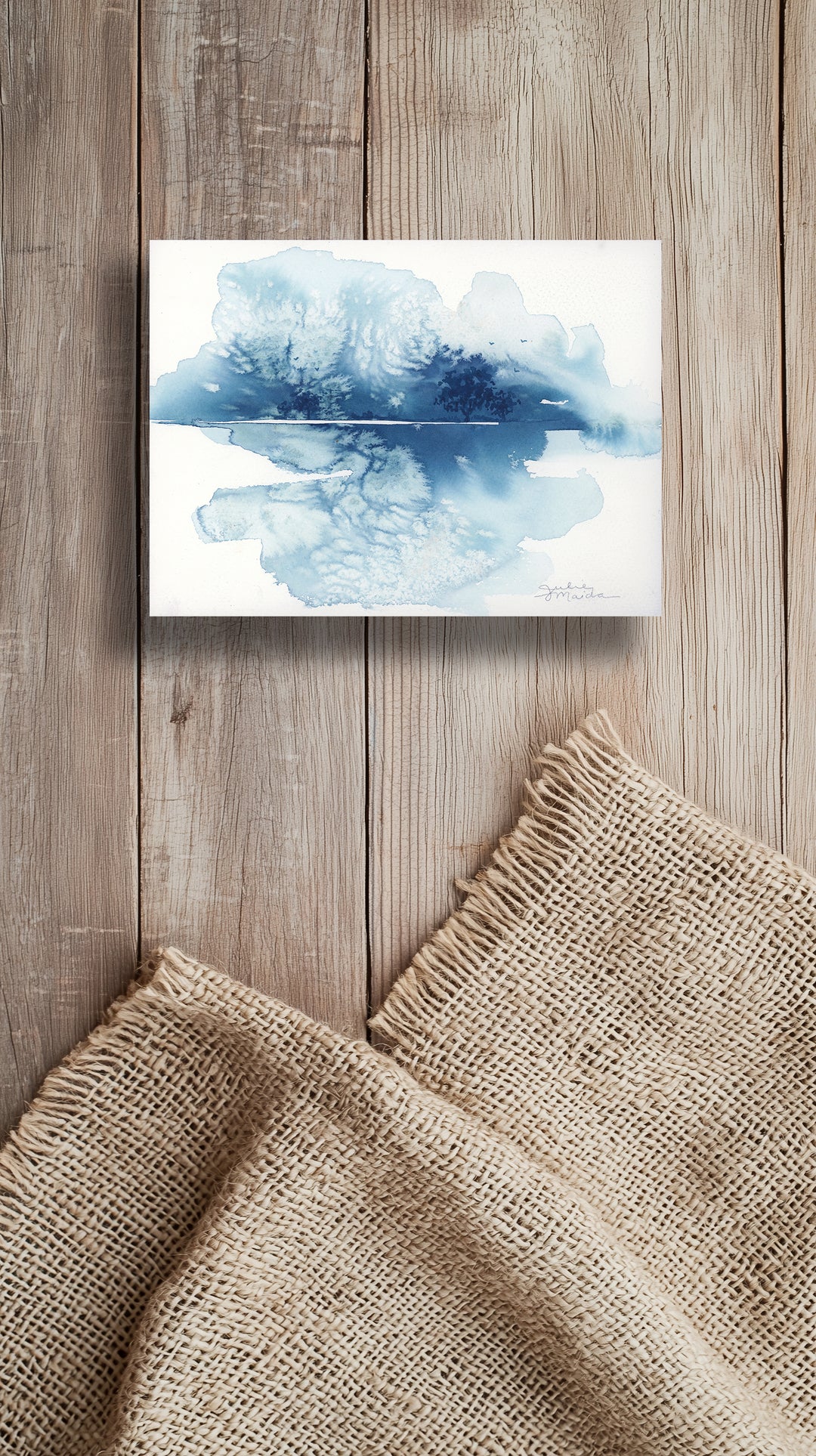 "Reflections of a Frozen Lake" - Original Watercolor Atmospheric Landscape