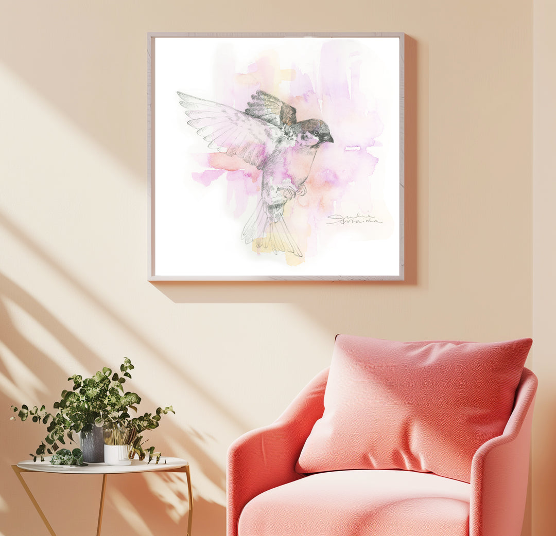 "Sparrow in Flight" Canvas Art Print