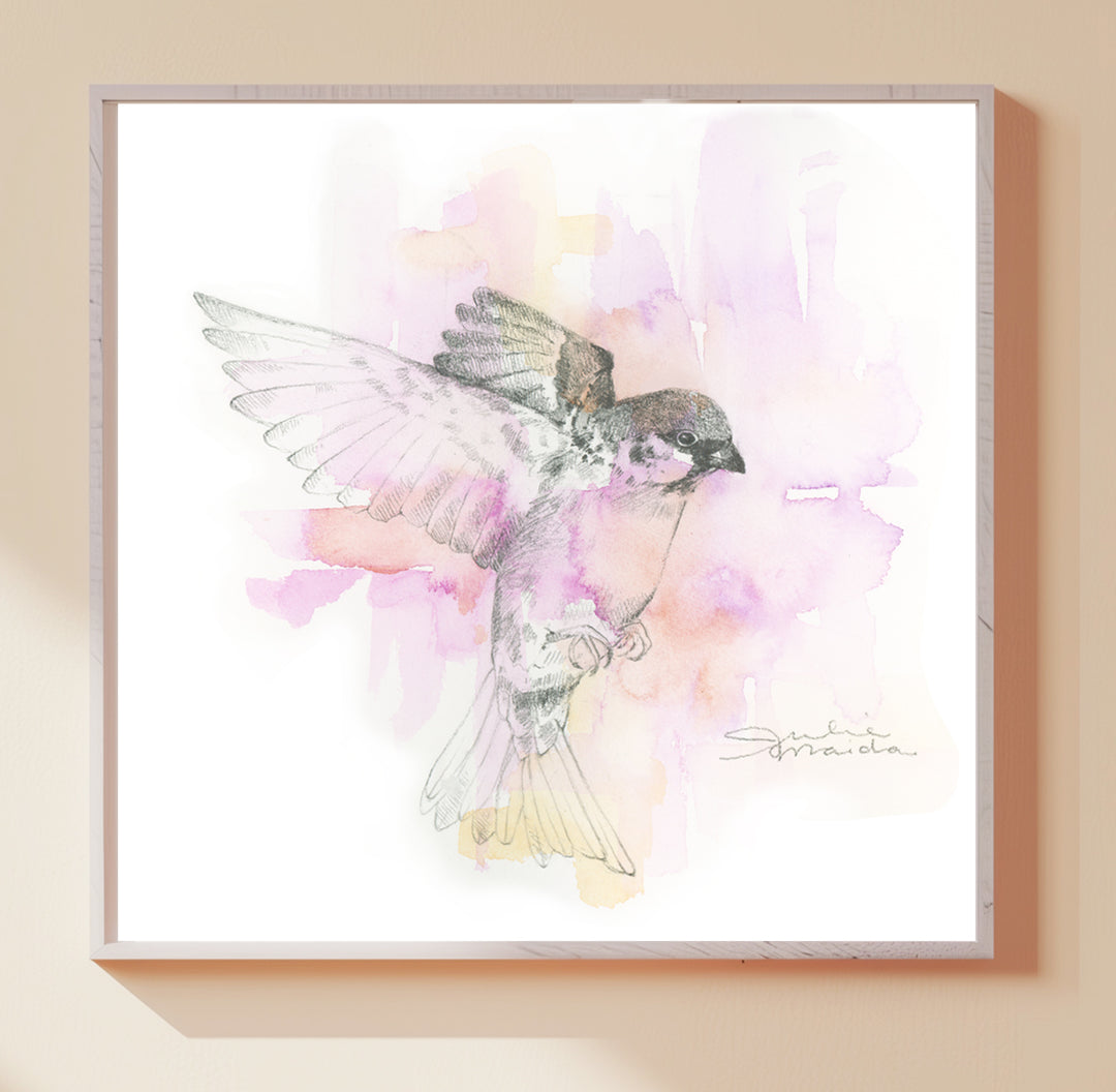 "Sparrow in Flight" Canvas Art Print