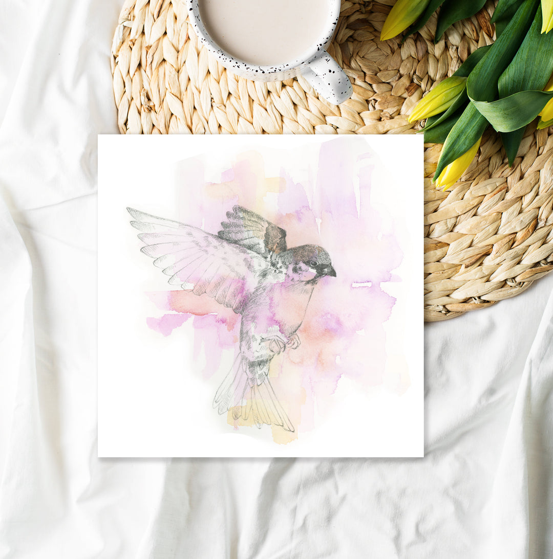 "Sparrow in Flight" - Limited Edition Paper Art Print