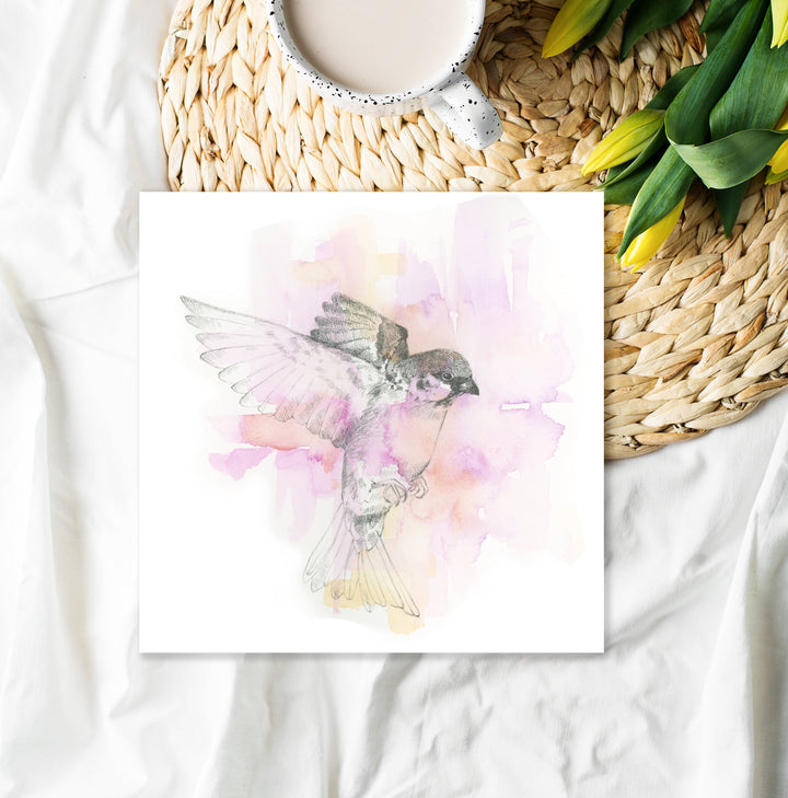 "Sparrow in Flight" - Limited Edition Paper Art Print