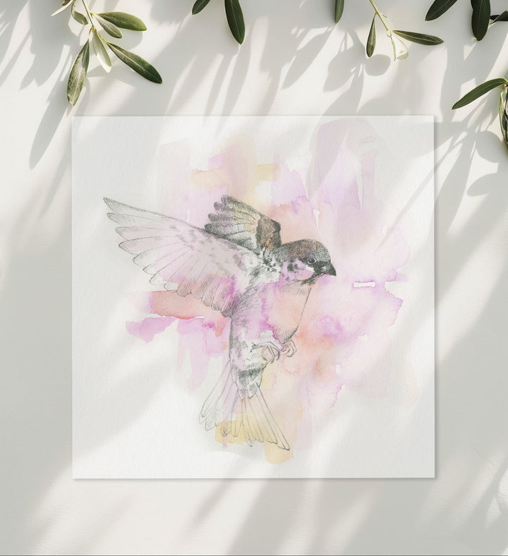 "Sparrow in Flight" - Limited Edition Paper Art Print