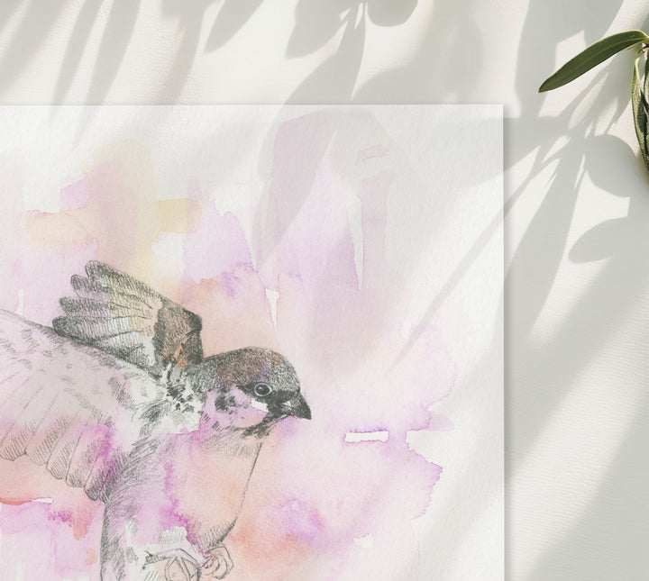 "Sparrow in Flight" - Limited Edition Paper Art Print