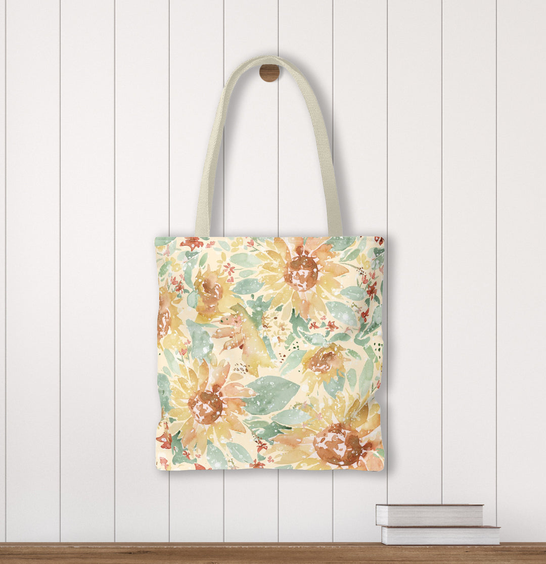 Artisan Tote Bag - "Sunflower Sunshine" in Cream