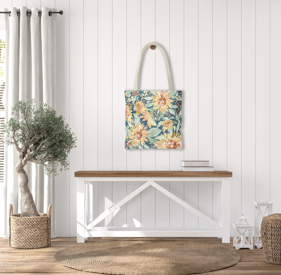 Artisan Tote Bag - "Sunflower Sunshine" in Green