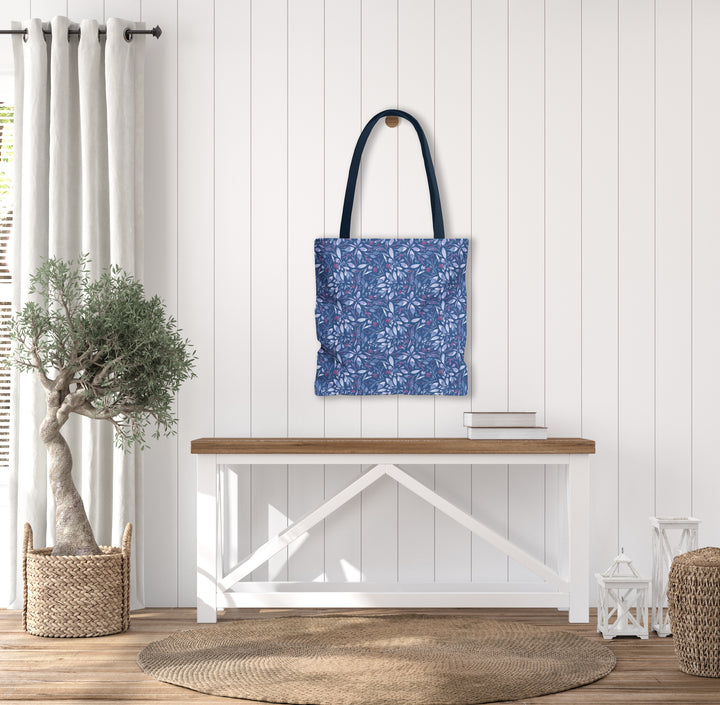 Artisan Tote Bag - Dark Blue Botanical