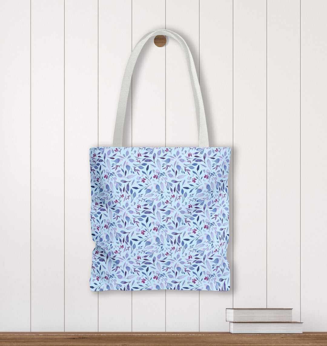 Artisan Tote Bag - Light Blue Botanical