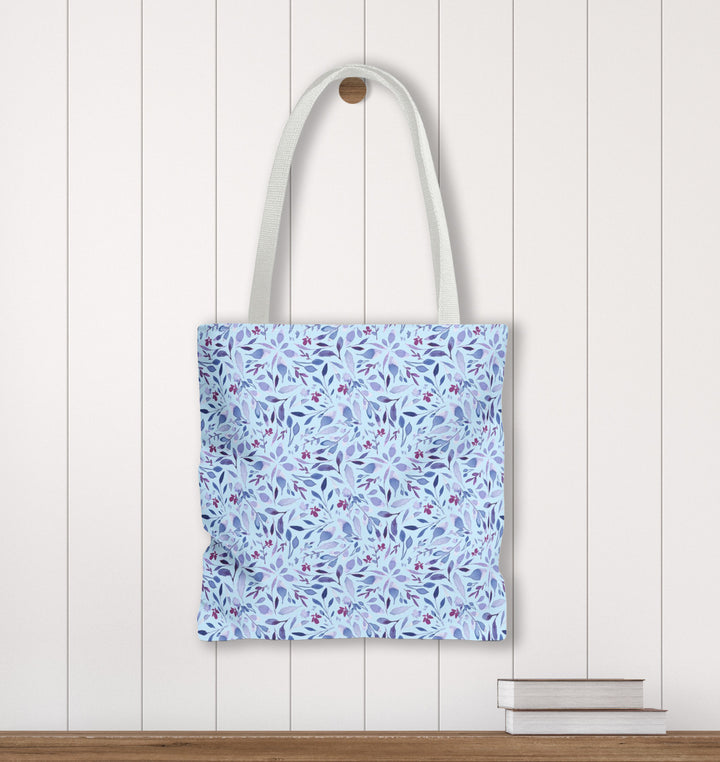 Artisan Tote Bag - Light Blue Botanical
