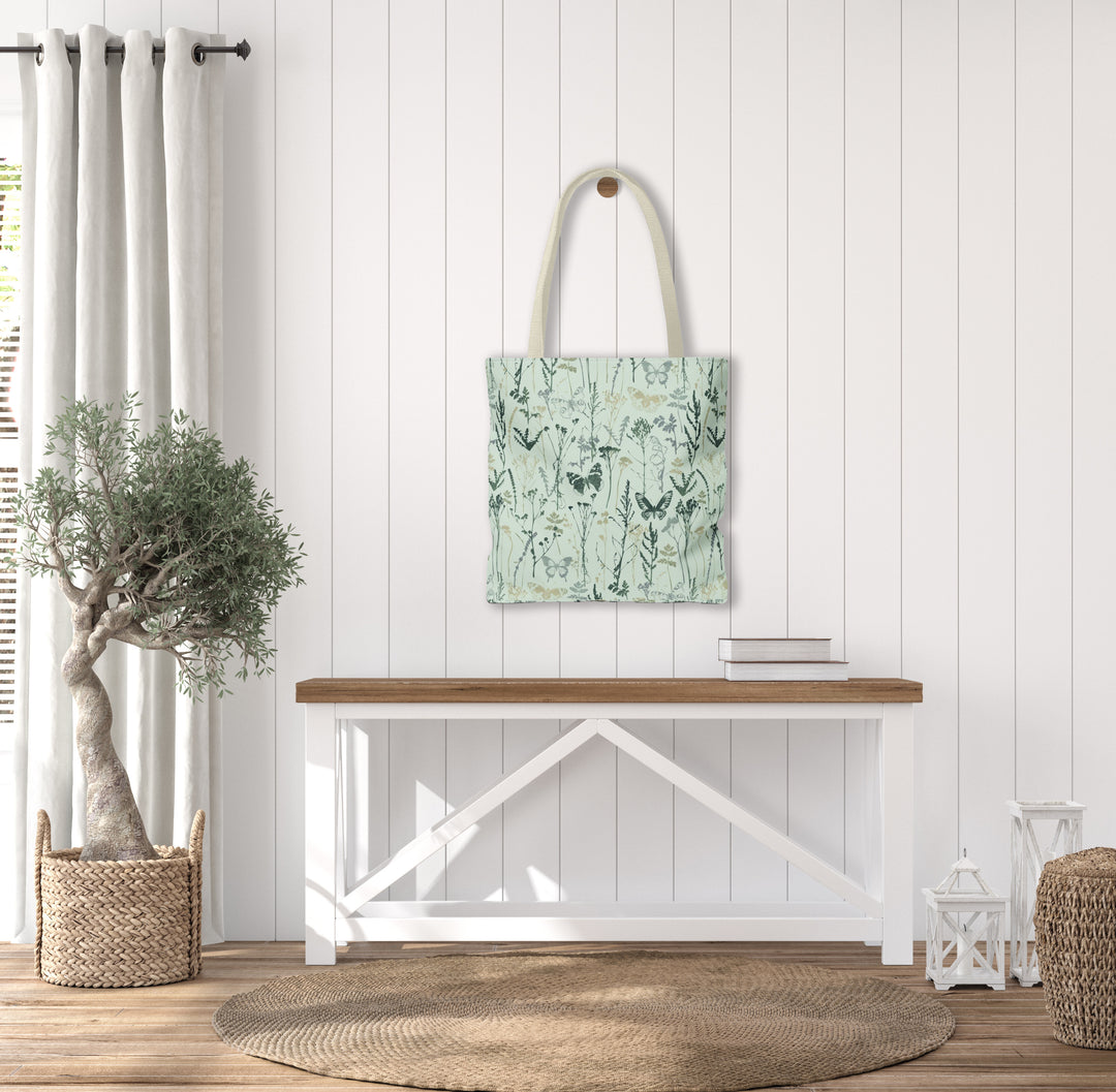 Artisan Tote Bag - "Vintage Meadow" in Sage Green