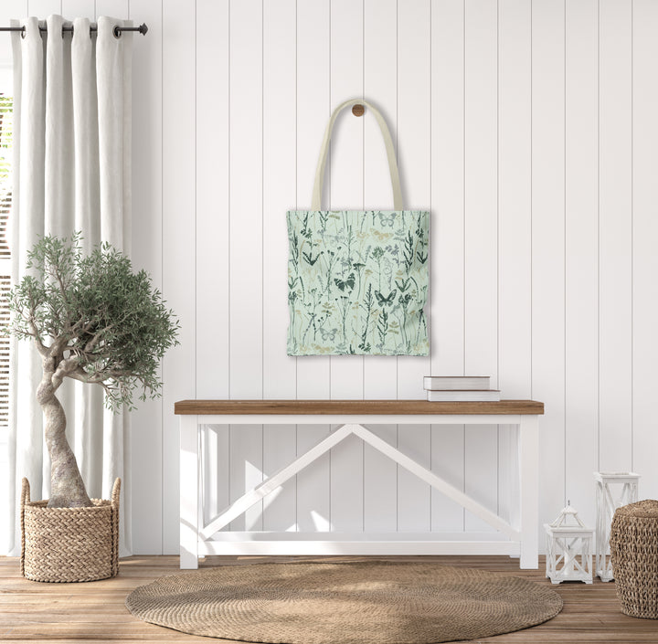 Artisan Tote Bag - "Vintage Meadow" in Sage Green