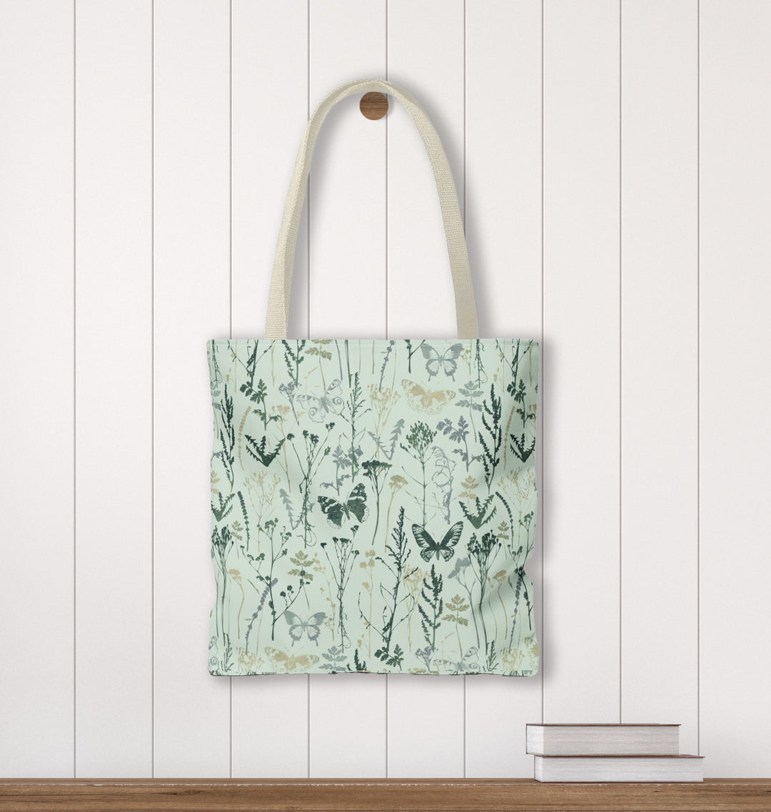 Artisan Tote Bag - "Vintage Meadow" in Sage Green