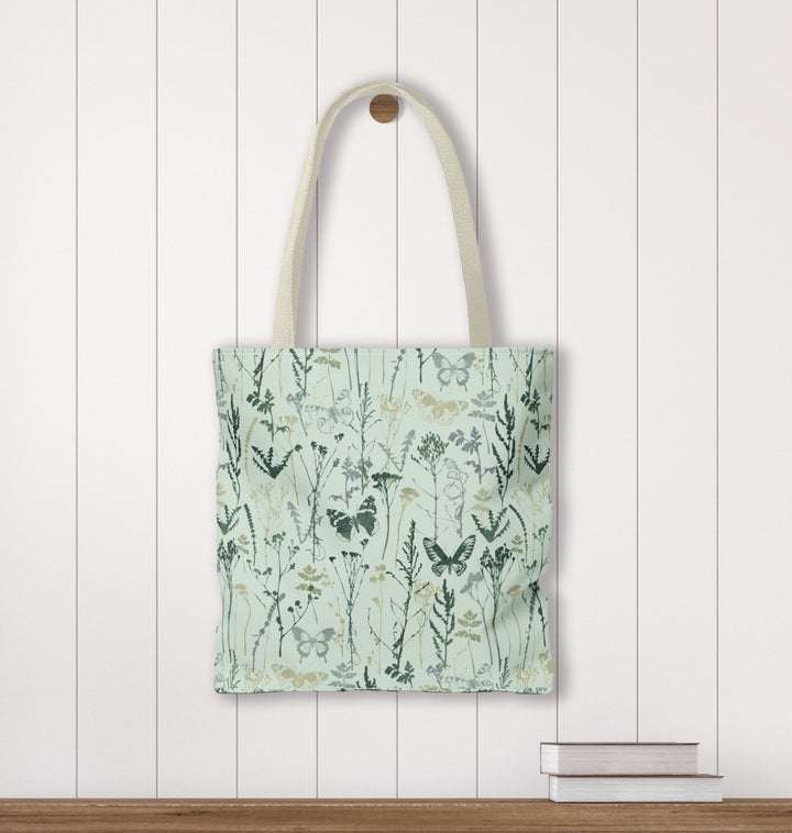 Artisan Tote Bag - "Vintage Meadow" in Sage Green