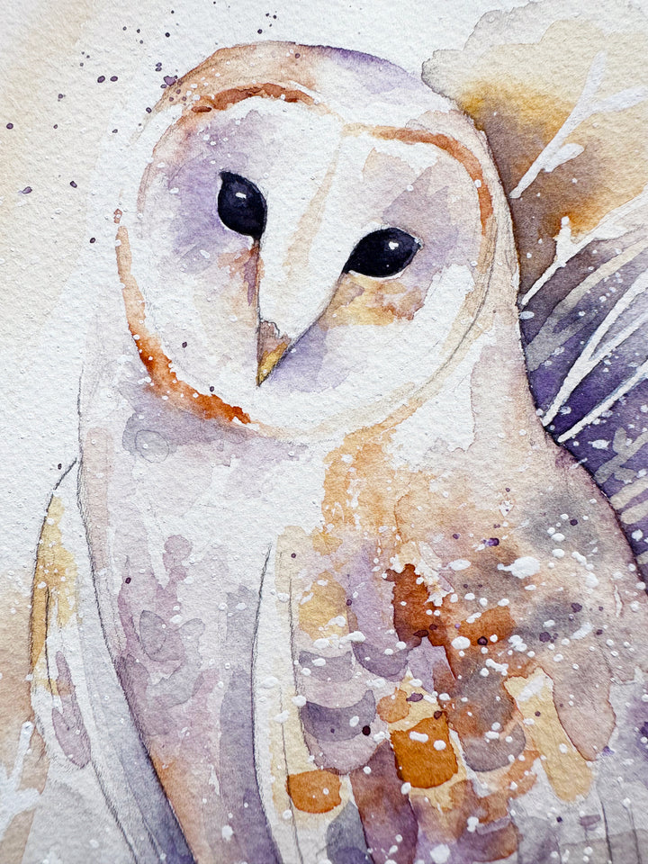 "Wonder" -  Barn Owl Original Watercolor Painting