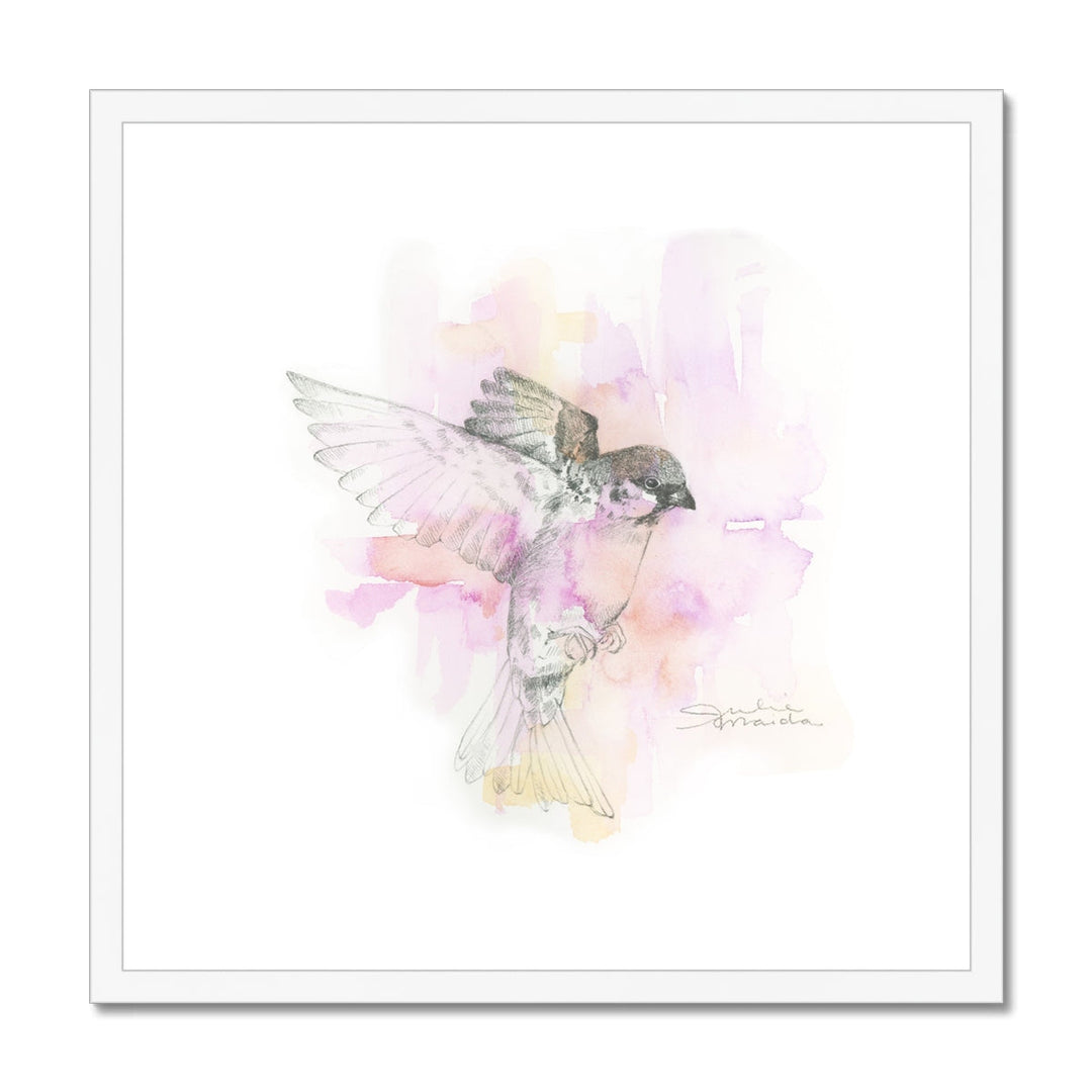 "Sparrow in Flight" Paper Art Print